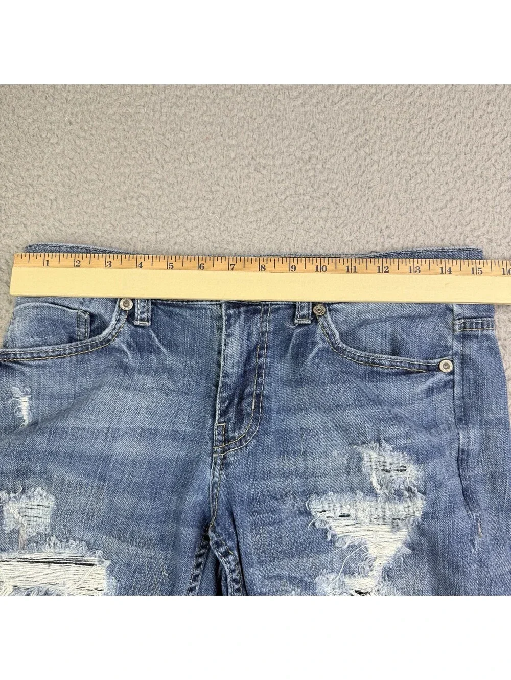 BKE Jeans Mens 31x29 Blue Alec Straight Leg Buckle Distressed Denim Casual